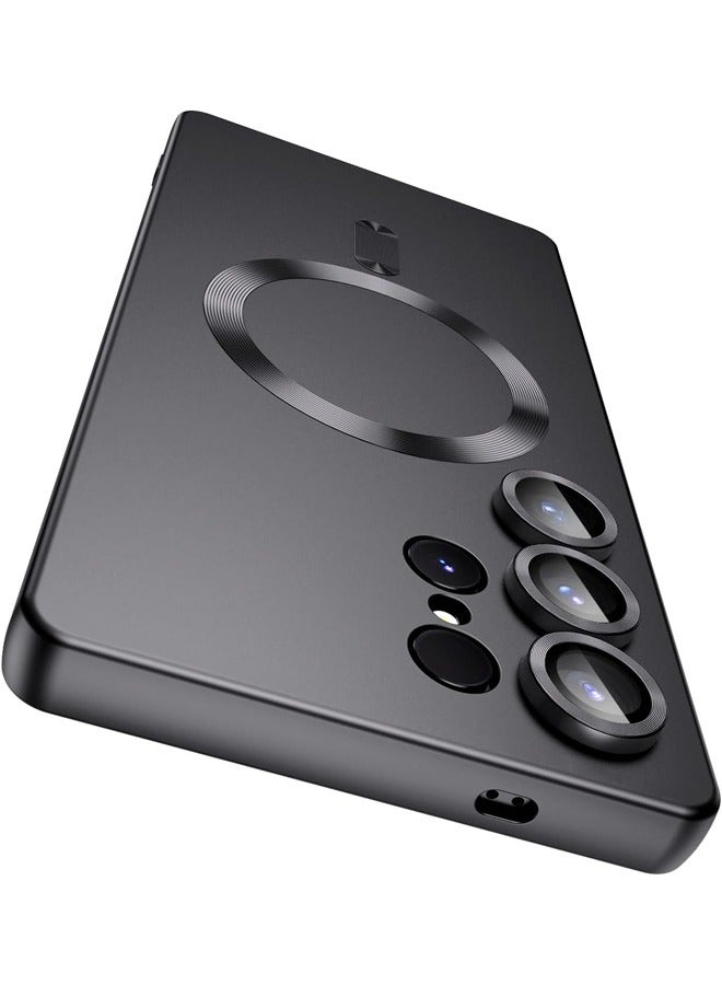 Magnetic Case for Samsung Galaxy S25 Ultra, [MagSafe Compatible][Built-in Camera Lens Protector][Light Slim] Soft Silicone Bumper Shockproof Matte Case Cover for Samsung Galaxy S25 Ultra 5G 6.9 inch, Black - Image 1