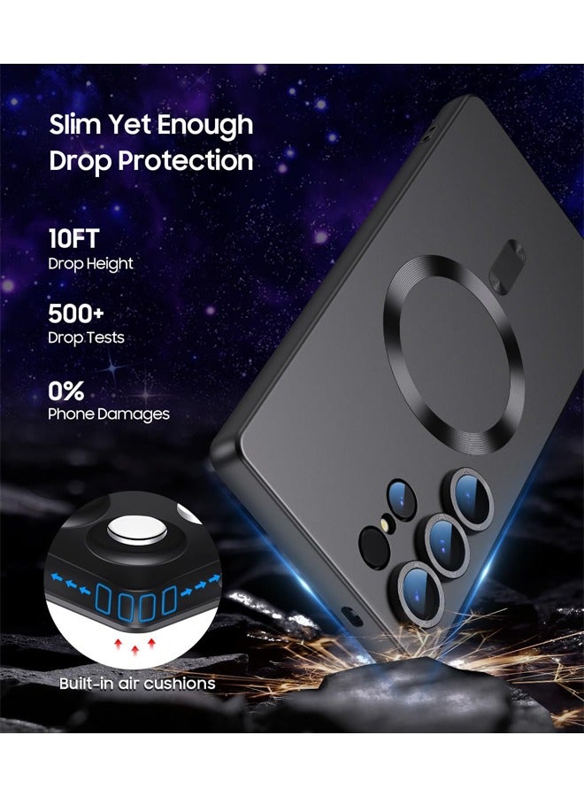 Magnetic Case for Samsung Galaxy S25 Ultra, [MagSafe Compatible][Built-in Camera Lens Protector][Light Slim] Soft Silicone Bumper Shockproof Matte Case Cover for Samsung Galaxy S25 Ultra 5G 6.9 inch, Black - Image 5