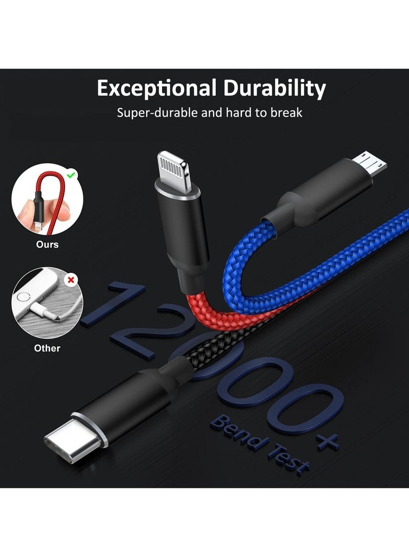 Phone Planet USB Cable 3 in 1 Multi Charging Cable IP Cable USB Type C Cable Micro USB Cable, Fast Charging Cord Compatible with iPhone 13 12 11 Galaxy S20 S10 S9 S8 S7 Micro usb Android - Image 5