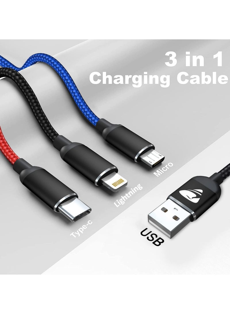 Phone Planet USB Cable 3 in 1 Multi Charging Cable IP Cable USB Type C Cable Micro USB Cable, Fast Charging Cord Compatible with iPhone 13 12 11 Galaxy S20 S10 S9 S8 S7 Micro usb Android - Image 2
