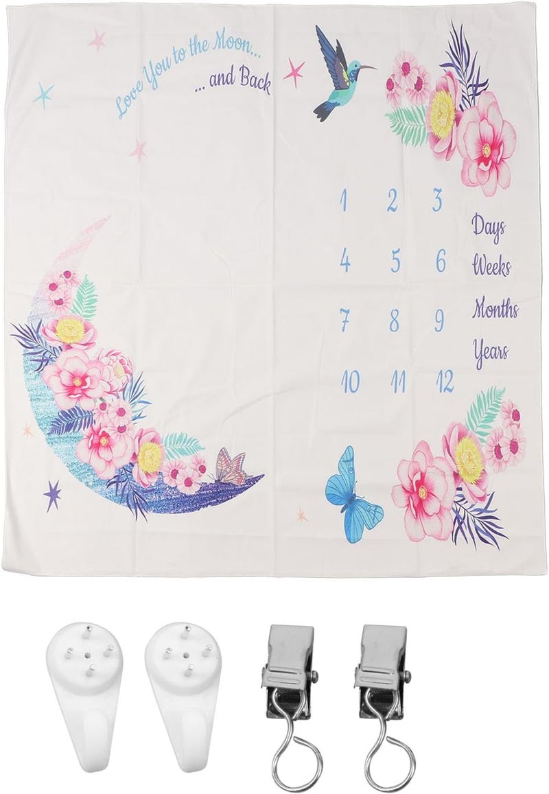 Baby Blanket Soft Large Floral Birds Design First Year Photo Prop Backdrop for Newborn Toddler Memory Keepsake Polyester 39.4x39.4 Inches - Image 1
