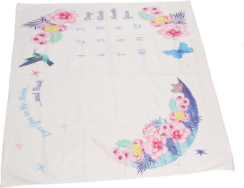 Baby Blanket Soft Large Floral Birds Design First Year Photo Prop Backdrop for Newborn Toddler Memory Keepsake Polyester 39.4x39.4 Inches - Image 5