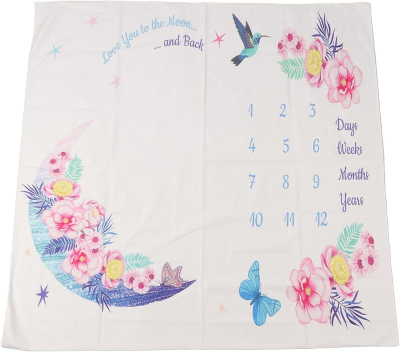 Baby Blanket Soft Large Floral Birds Design First Year Photo Prop Backdrop for Newborn Toddler Memory Keepsake Polyester 39.4x39.4 Inches - Image 3