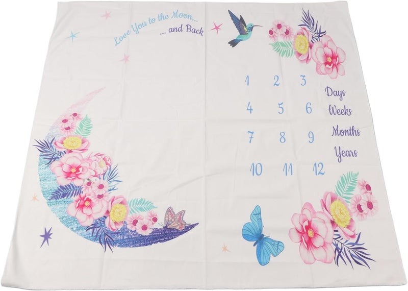 Baby Blanket Soft Large Floral Birds Design First Year Photo Prop Backdrop for Newborn Toddler Memory Keepsake Polyester 39.4x39.4 Inches - Image 2
