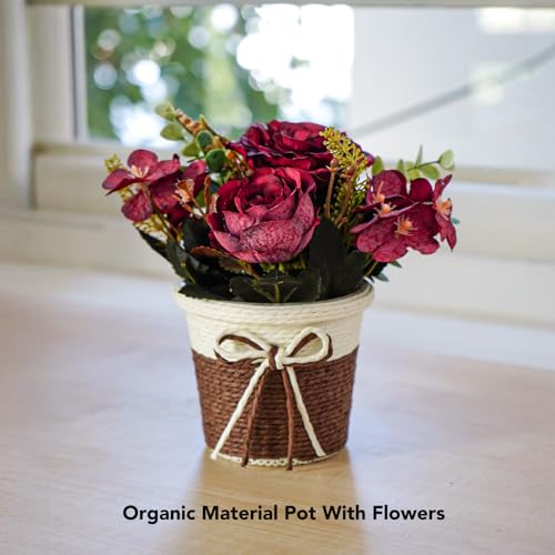 Ekhasa Nostrae Rose Flower Vase with Artificial Flowers Plant | Small Daisy Designer Flower Pots with Artificial Flowers for Home Decor Centre Table Pots Living Room Office Wedding Birthday & Gift - Image 2