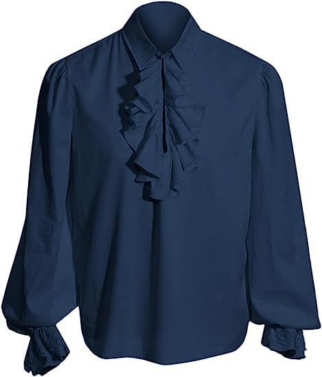 Mens Steampunk Retro Fashion Suit Set Navy Retro Shirt