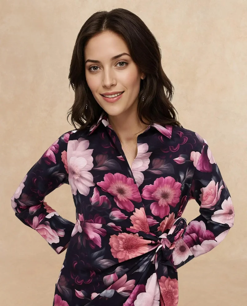 Rareism Women's Floral Print A-Line Mini Dress