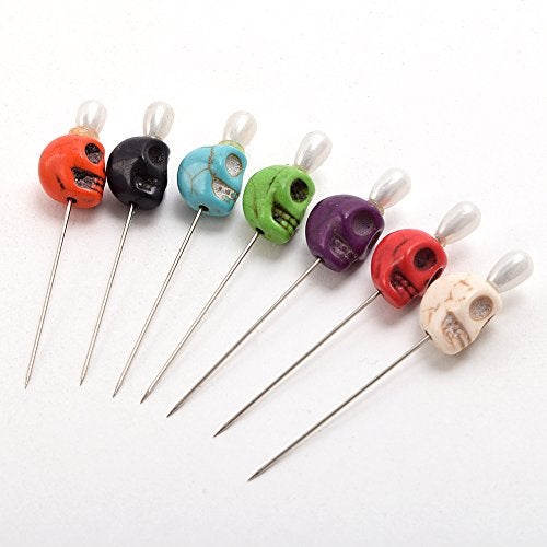 BLESSUME 7pcs Candle Magick Ritual Pins Skull Top (Multi) - Image 2