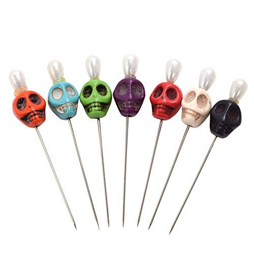 BLESSUME 7pcs Candle Magick Ritual Pins Skull Top (Multi) - Image 1