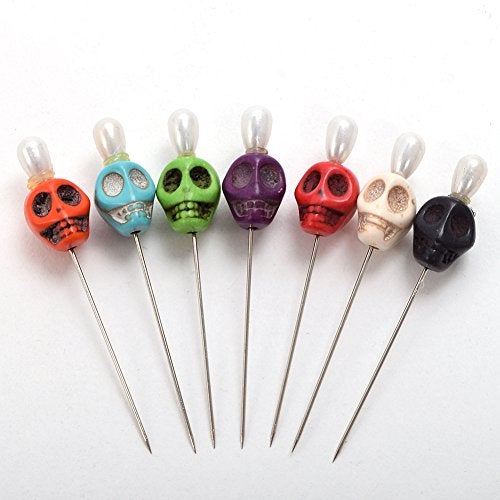 BLESSUME 7pcs Candle Magick Ritual Pins Skull Top (Multi) - Image 3