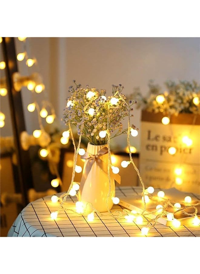 The Bros 32ft/80 LDES Globe Ball String Lights Fairy Lights Battery Operated Warm White String Lights with Remote Waterproof Indoor Outdoor Decorative Christmas Lights for Home Party Patio Garden  - Image 1