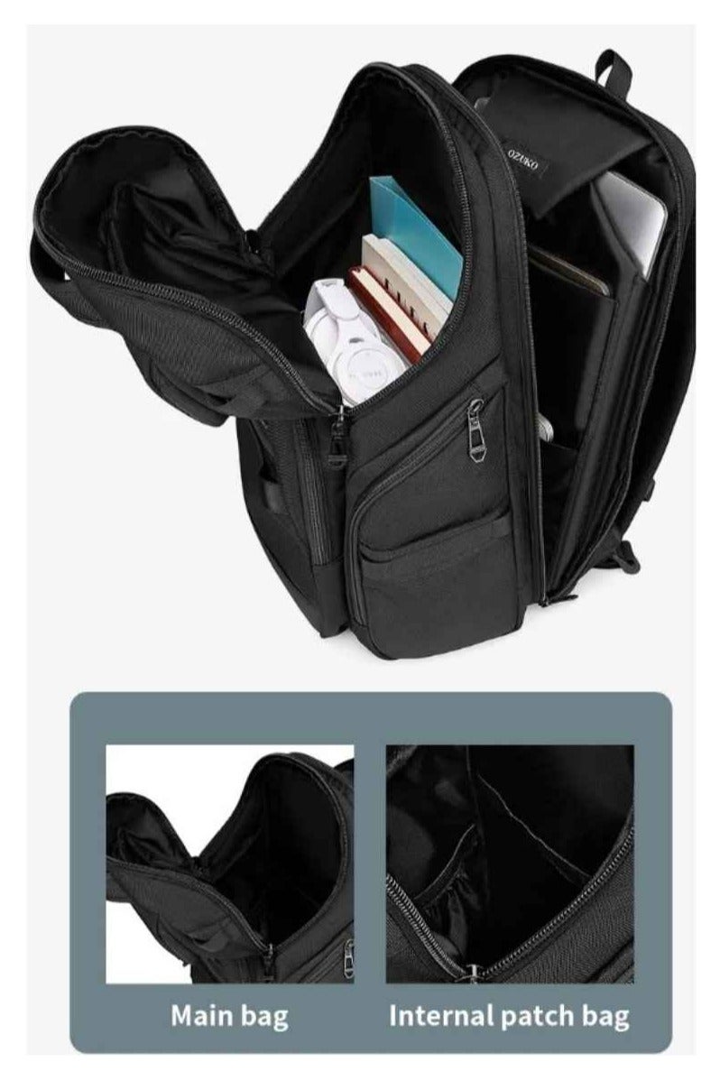 أوزوكو OZUKO 9799 حقيبة ظهر للسفر – منفذ USB، مقاومة للماء - Image 4