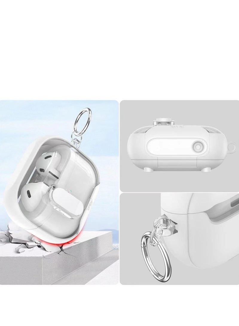 Compatible with Samsung Galaxy Buds 3 Pro/Buds 3 Case with Phone Stand,Full Drop Protection Automatic Snap Switch Design with Cleaner Kit -White - Image 5