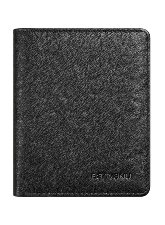 banyanu Men's Genuine Leather Wallet, Ultra-Thin Top Layer Cowhide, Simple Short Style, Black (Vegetable Tanned Top Layer Cowhide)  - Image 1