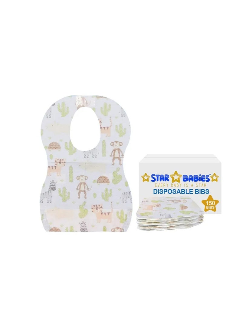 Star Babies - Animals Printed Disposable Bibs Pack of 150 - Image 1
