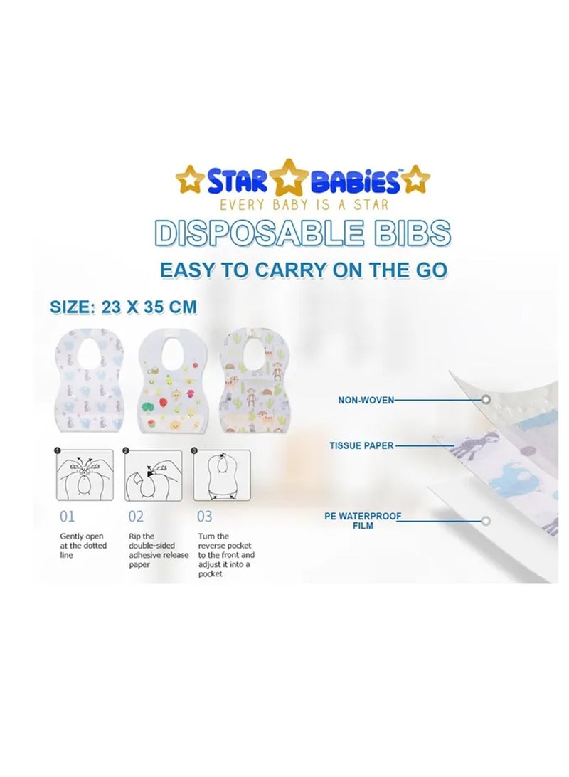Star Babies - Animals Printed Disposable Bibs Pack of 150 - Image 3