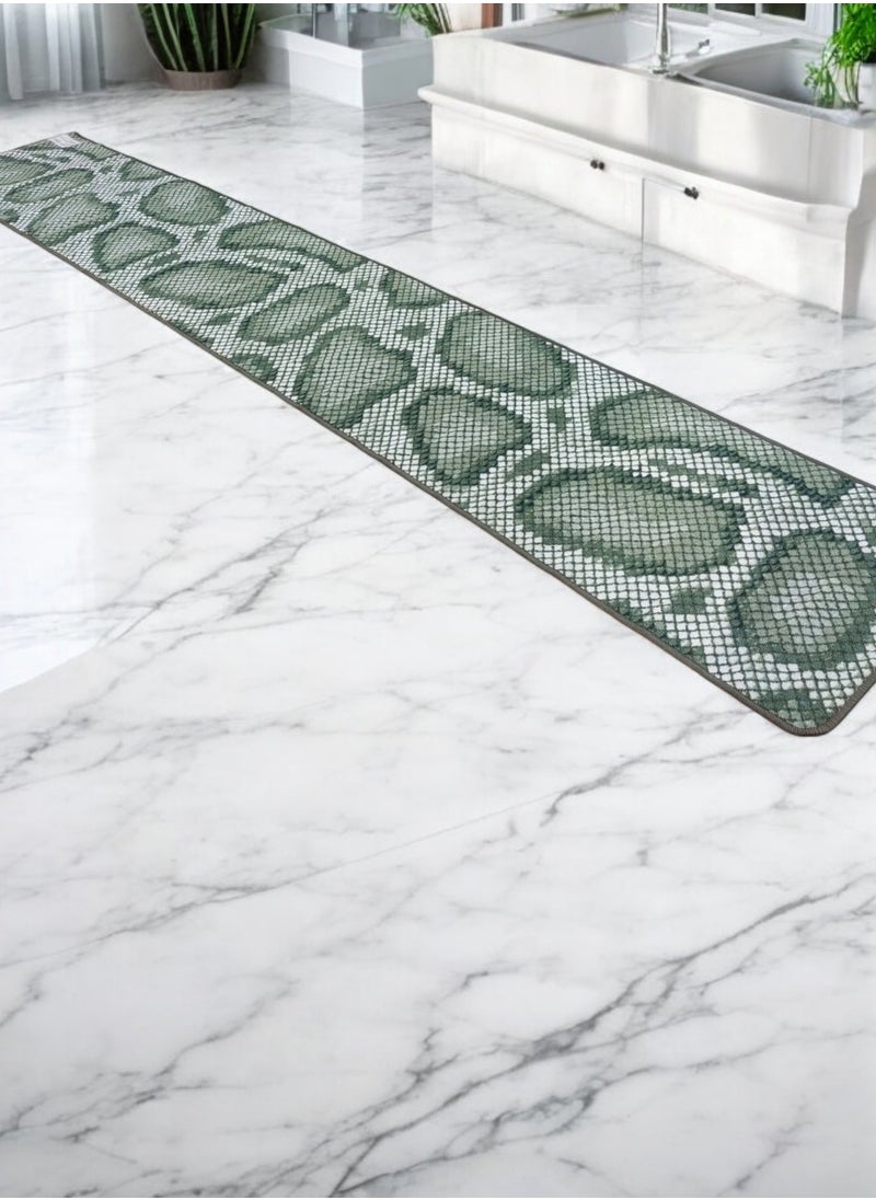 Mac Carpet - Lightweight carpet runner with a non-slip back printed with a snake skin design, size 57*365cm - Green - Image 1