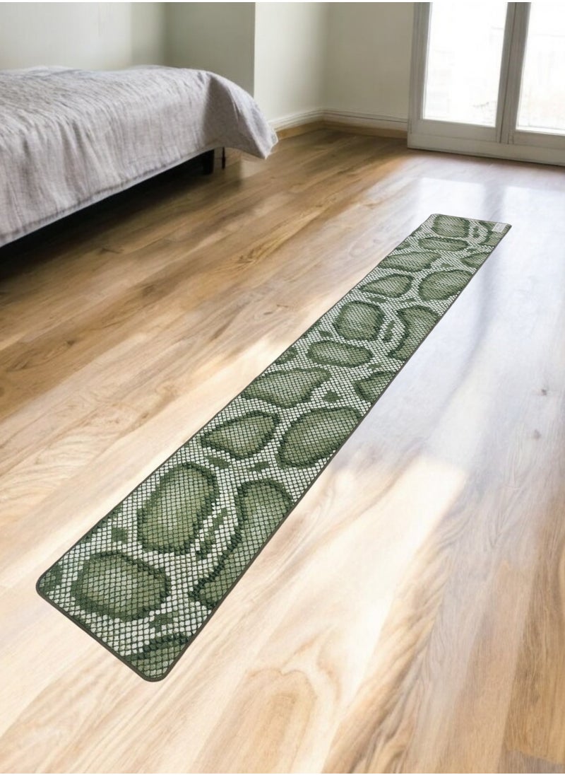 Mac Carpet - Lightweight carpet runner with a non-slip back printed with a snake skin design, size 57*365cm - Green - Image 1