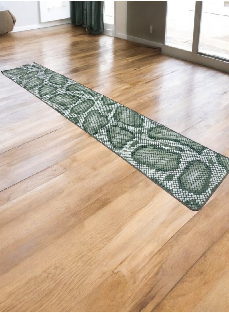 Mac Carpet - Lightweight carpet runner with a non-slip back printed with a snake skin design, size 57*365cm - Green - Image 1