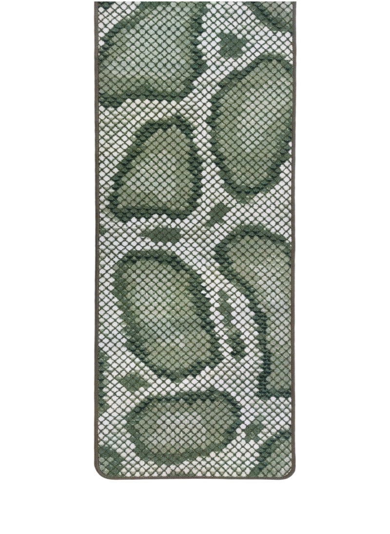 Mac Carpet - Lightweight carpet runner with a non-slip back printed with a snake skin design, size 57*365cm - Green - Image 1