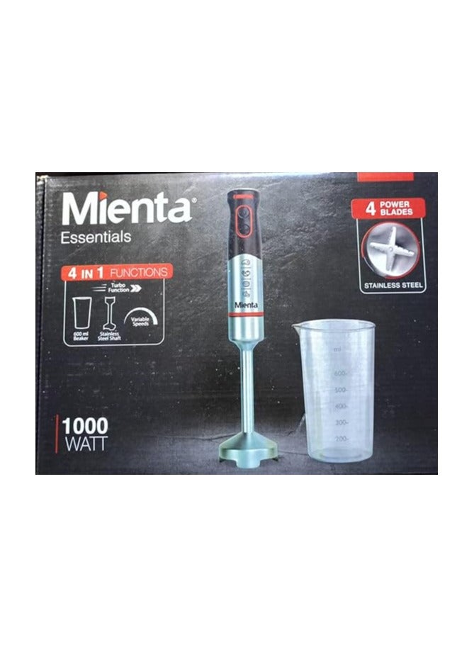 Mienta Mienta Hand Blender 1000 Watt with 4 Stainless Steel Power Blades HB11938A Stainless Steel  - Image 5