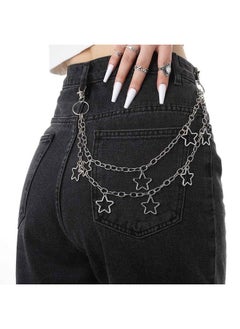 Hip Hop Pants Chain Goth Jean Chains Star Punk Pocket Chain For Women Layered Acrylic Keychains Cute Trouser Chain Rock Wallet Chain For Men Waist Body Accessories For Girls (2 Stat1)
