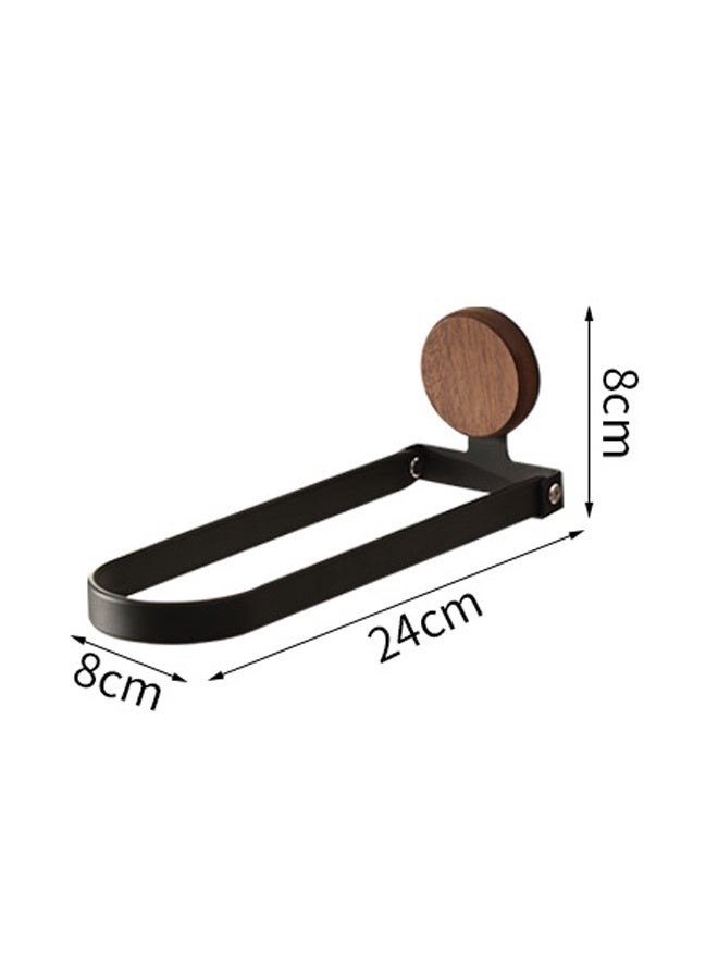 Hand Towel Holder For Bathroom, Walnut And Stainless Steel Towel Bar, U-Shaped Foldable Bath Towel Ring - Image 4