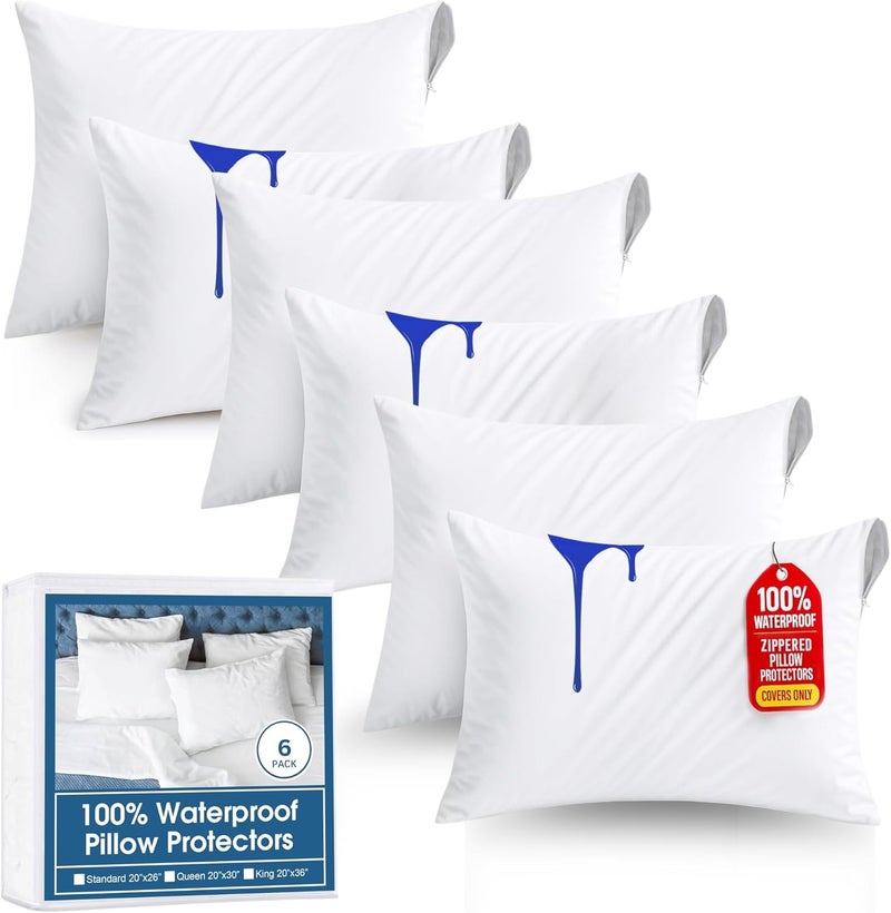 MUSA MUSA® Cotton Pillow Protectors 100% Waterproof & Zipper Closure Pillow Covers for Bed Pillows, Sofa Cushion | Bed Bug, Dust Mite Proof, Breathable & Durable Pack of 8 Pillowcases (8, 20" X 32") - Image 1
