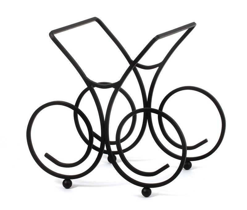 Spectrum Diversified Bordeaux Wine Rack 3Bottle Wine Holder Bar  Countertop Wine Bottle Storage Sturdy Steel Wire Wine Rack for Home Bar  Kitchen Holds Standard  Jumbo Wine Bottles Black Model Number 48010