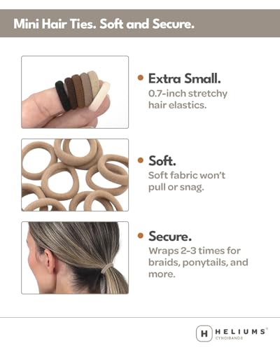 Heliums Extra Small Hair Ties No Damage Neutrals Mix Mini 07 Inch Tiny Soft Seamless Hair Bands for Toddlers Braids Kids Ponytails 40 Count - Image 3