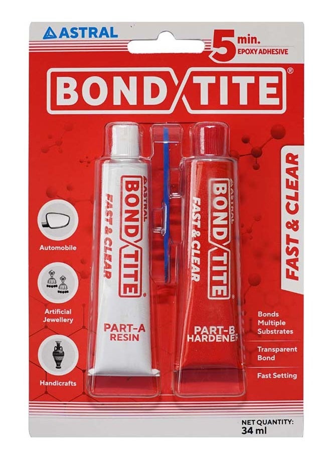 ASTRAL Astral Bondtite Fast And Clear High Strength, Two-Component, Transparent Epoxy Adhesive 