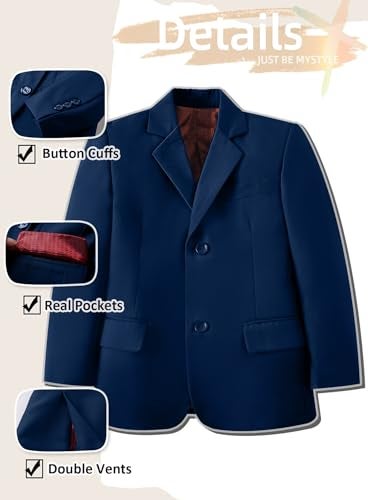 Yanlu Kids Toddler Tuxedo for Boys Slim Fit Suit Ring Bearer Outfit Navy Blue Easter Dress Clothes 6PC with Jacket Vest Pants Tie and Bowtie Suits Size 2T - Image 4