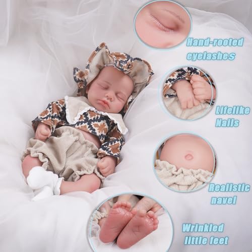 KUICEO Reborn Baby Dolls That Lifelike 12 inch Full Body Silicone Sleeping Baby Boy Handmade Face Realistic Body Details for Children Gift - Image 5