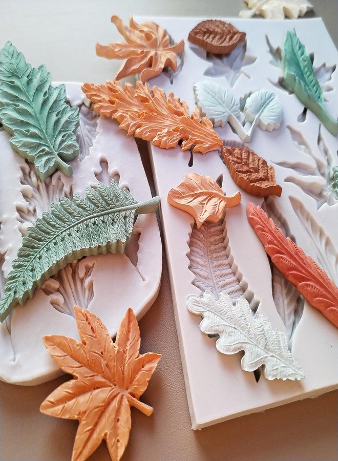 Wehous 2PCS Leaf Silicone Molds, Tree Leaves Shape Cake Fondant Mold, 3D Unique Chocolate Candy Jello Biscuit Dessert Mold, Resin Plaster Polymer Clay Soap Mold, Cake Decorating Tool - Image 5
