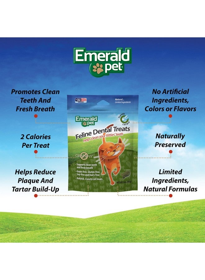 إميرالد بيت مكافآت أسنان القطط - مكافآت أسنان القطط اللذيذة والمقرمشة خالية من الحبوب - مكافآت أسنان طبيعية لتنظيف أسنان القطط، وتنقية أنفاسها، وتقليل تراكم البلاك والجير - مكافآت النعناع البري، 3 أونصة - Image 2