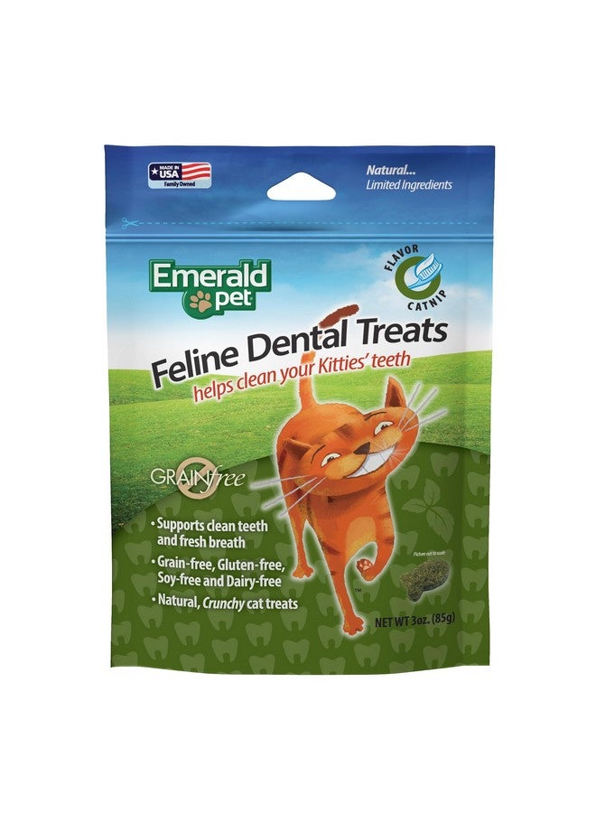 إميرالد بيت مكافآت أسنان القطط - مكافآت أسنان القطط اللذيذة والمقرمشة خالية من الحبوب - مكافآت أسنان طبيعية لتنظيف أسنان القطط، وتنقية أنفاسها، وتقليل تراكم البلاك والجير - مكافآت النعناع البري، 3 أونصة - Image 1