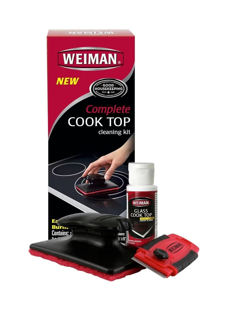 Weiman Complete Cook Top Cleaning Kit - Cook Top Cleaner and Polish 2 oz, Scrubbing Pad, Cleaning Tool, Cook Top Razor Scraper - Image 1