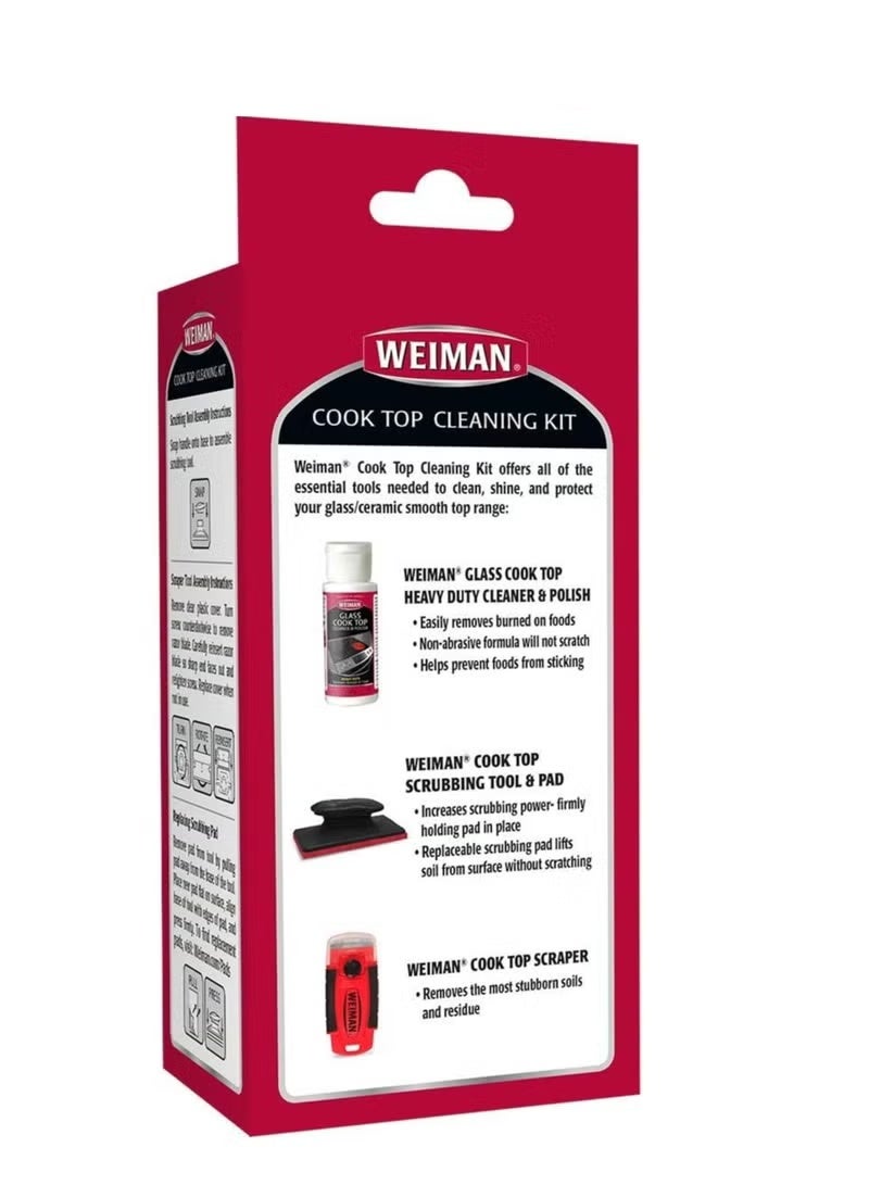 Weiman Complete Cook Top Cleaning Kit - Cook Top Cleaner and Polish 2 oz, Scrubbing Pad, Cleaning Tool, Cook Top Razor Scraper - Image 2