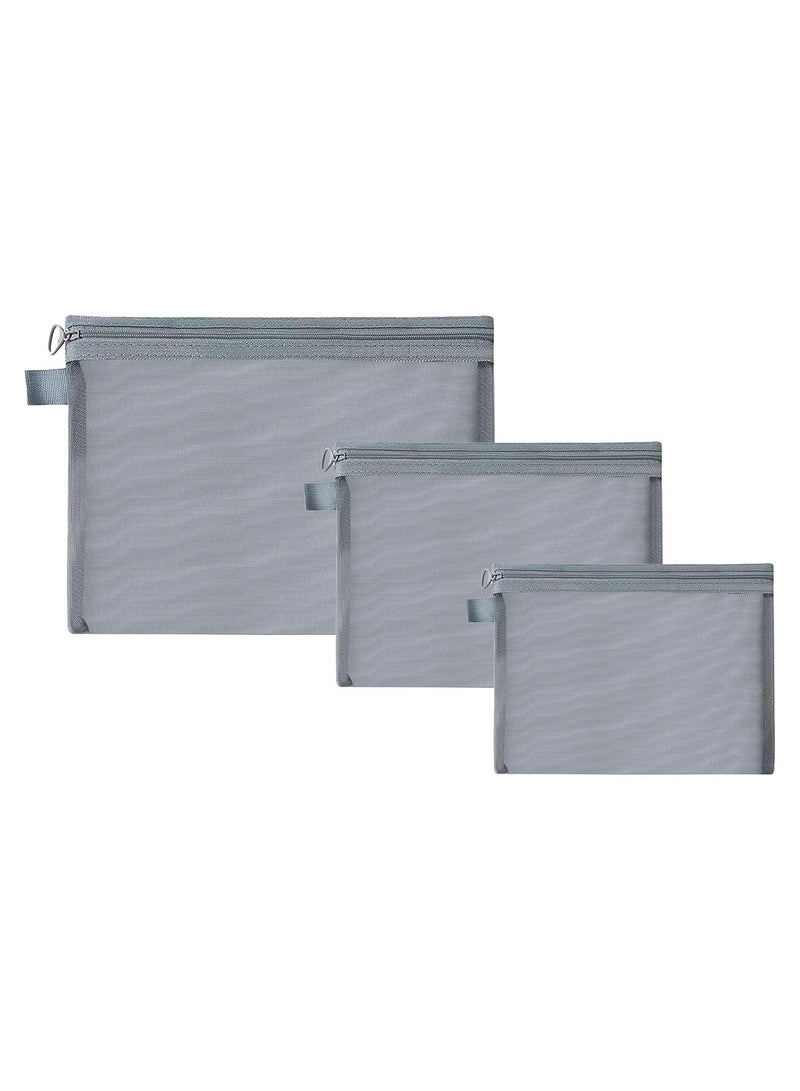 3 عبوات حقيبة مستحضرات تجميل شبكية، حقائب تنظيم من النايلون، حقائب تنظيم الحقائب، حقائب شبكية، حقائب تنظيم السفر بسحاب - Image 1