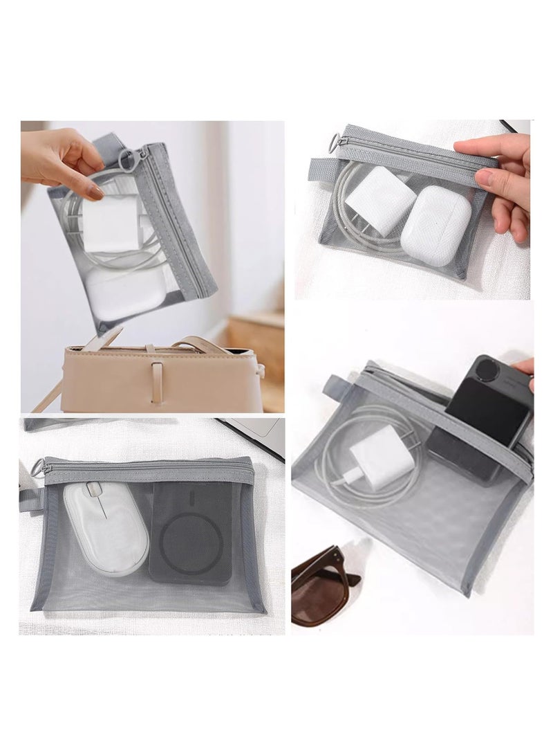 3 عبوات حقيبة مستحضرات تجميل شبكية، حقائب تنظيم من النايلون، حقائب تنظيم الحقائب، حقائب شبكية، حقائب تنظيم السفر بسحاب - Image 3