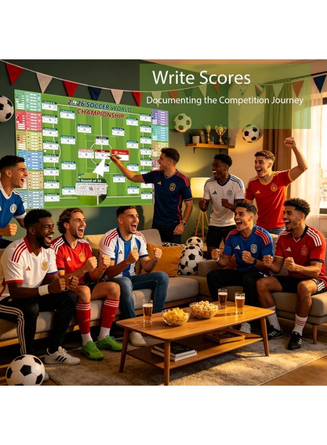 ملصق جداري لبطولة كأس العالم لكرة القدم 2026، مقاس 80 × 125 سم، متتبع جدول البطولة – جميع المجموعات ومراحل خروج المغلوب، حجم ضخم لمحبي كرة القدم البالغين ولديكور المنزل، بتوقيت المملكة العربية السعودية - Image 2