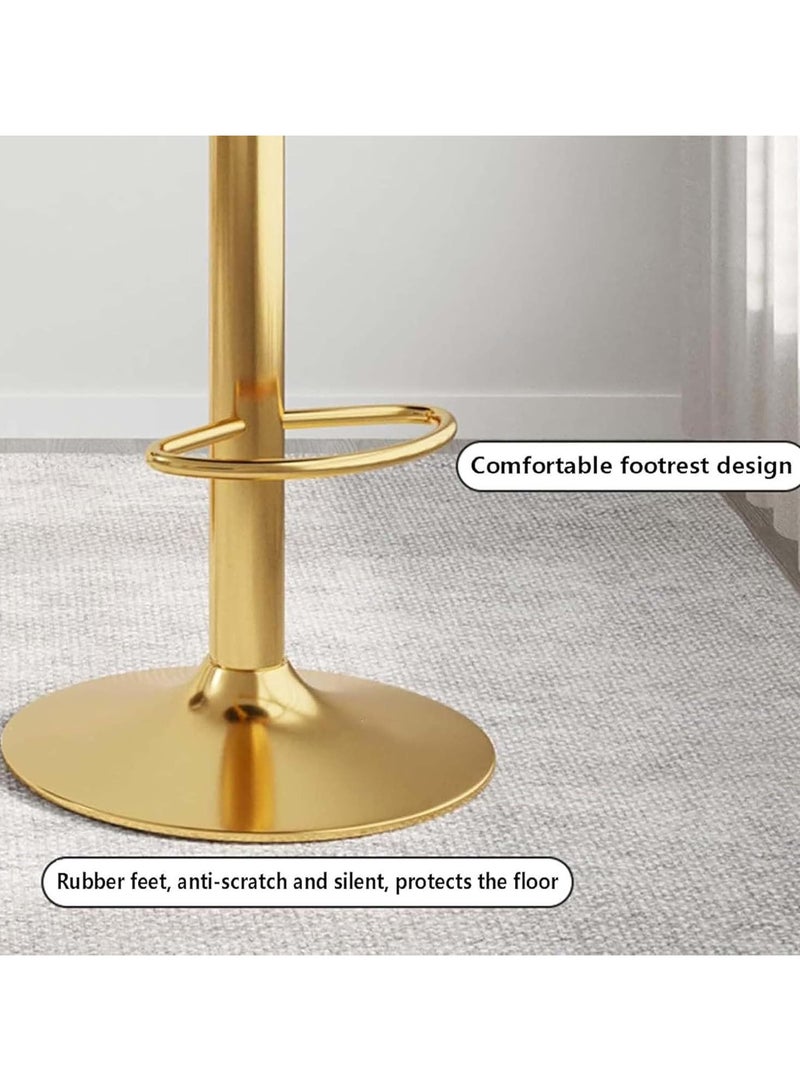 DubaiGallery Velvet Swivel Golden Bar Chair Adjustable 360" Rotating Gold Metal High Stool With Backrest For Cafes And Bars - Image 3