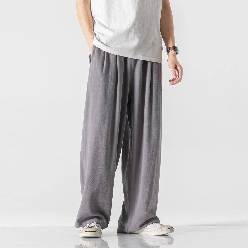 Chinese Style Linen Pants Men'S Loose Straight Sports Pants Summer Cotton And Linen All-Match Plus Size Wide Leg Casual Trousers For Men - Image 5