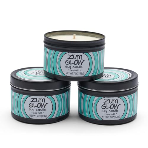 Indigo Wild Zum Indigo Wild Glow Sea Salt Candle - Soy Wax Candle with Lead-Free Wick - Relaxing Candles Scented with Essential Oils - Long-Lasting Scented Candles - 30-Hour Burn Time - 7 oz (3 Pack) - Image 1