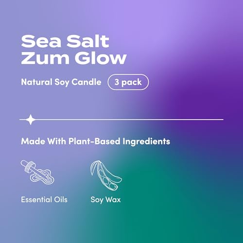 Indigo Wild Zum Indigo Wild Glow Sea Salt Candle - Soy Wax Candle with Lead-Free Wick - Relaxing Candles Scented with Essential Oils - Long-Lasting Scented Candles - 30-Hour Burn Time - 7 oz (3 Pack) - Image 2