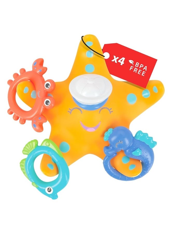 Nuby Nuby Starfish Ring Toss Bath Toy, Includes 3 Toss Rings (Crabfish, Tropical Fish and Seahorse)  - Image 1