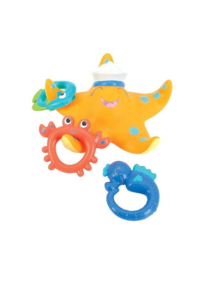 Nuby Nuby Starfish Ring Toss Bath Toy, Includes 3 Toss Rings (Crabfish, Tropical Fish and Seahorse)  - Image 2