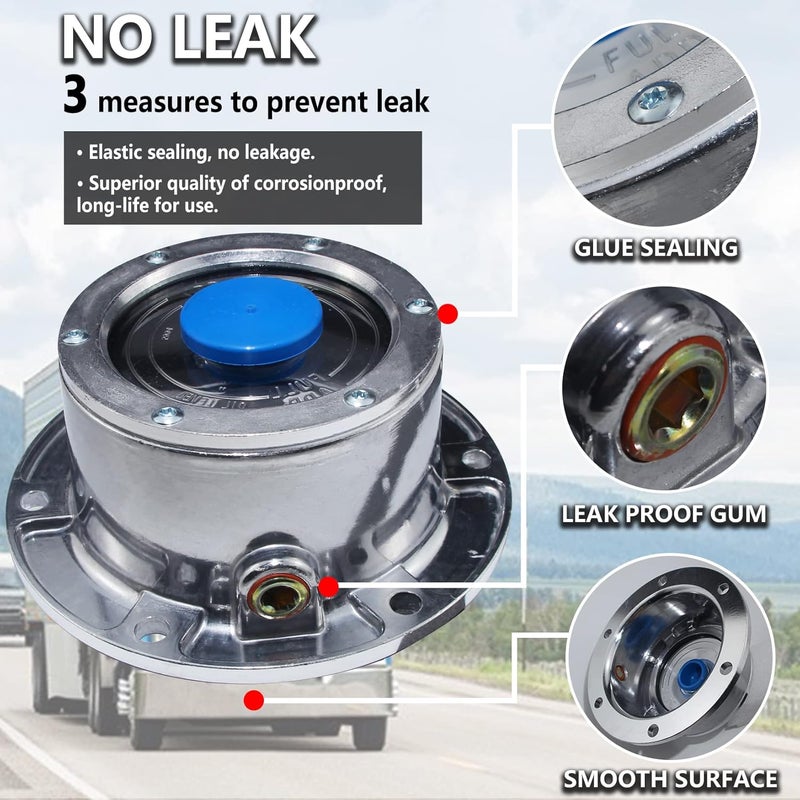 iBroPrat 2pcs 343-4009 Aluminum Hub Cap for Trailer Axle with Gaskets and Extra Blue Rubber Plugs - Image 2
