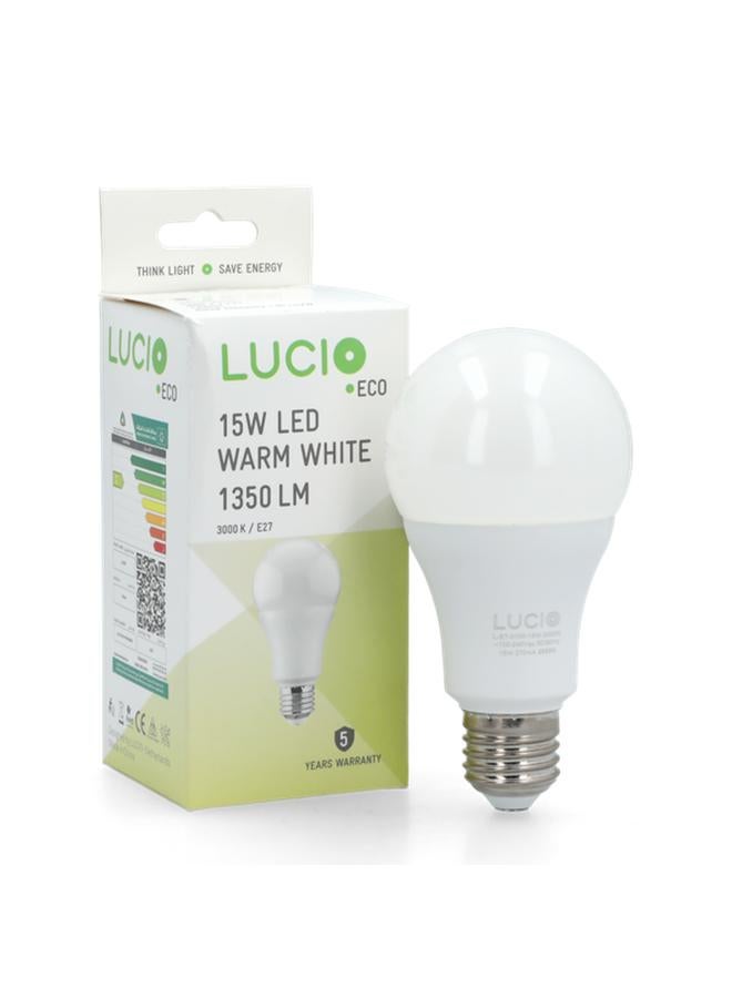 Lucio 15W 3000K 1350-Lumens E27 LED Bulb Warm White - Image 1