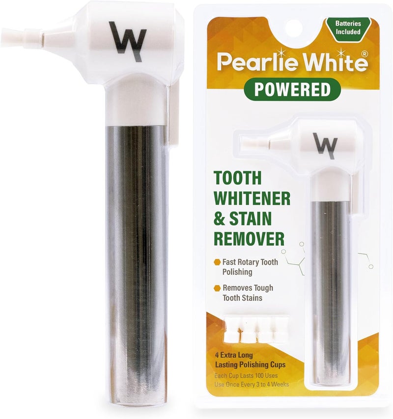 Pearlie White Powered Tooth Whitener  Stain Remover  Portable Dental Tooth Polisher and Plaque Remover for Teeth  Electric Tooth Polisher for Stain Removal for A Clean and Bright Smile - Image 1